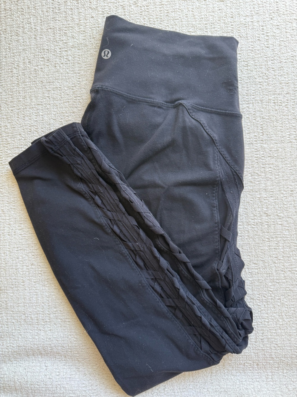 lululemon athletica Wunder Under Black Leggings with Cut out Side Detail